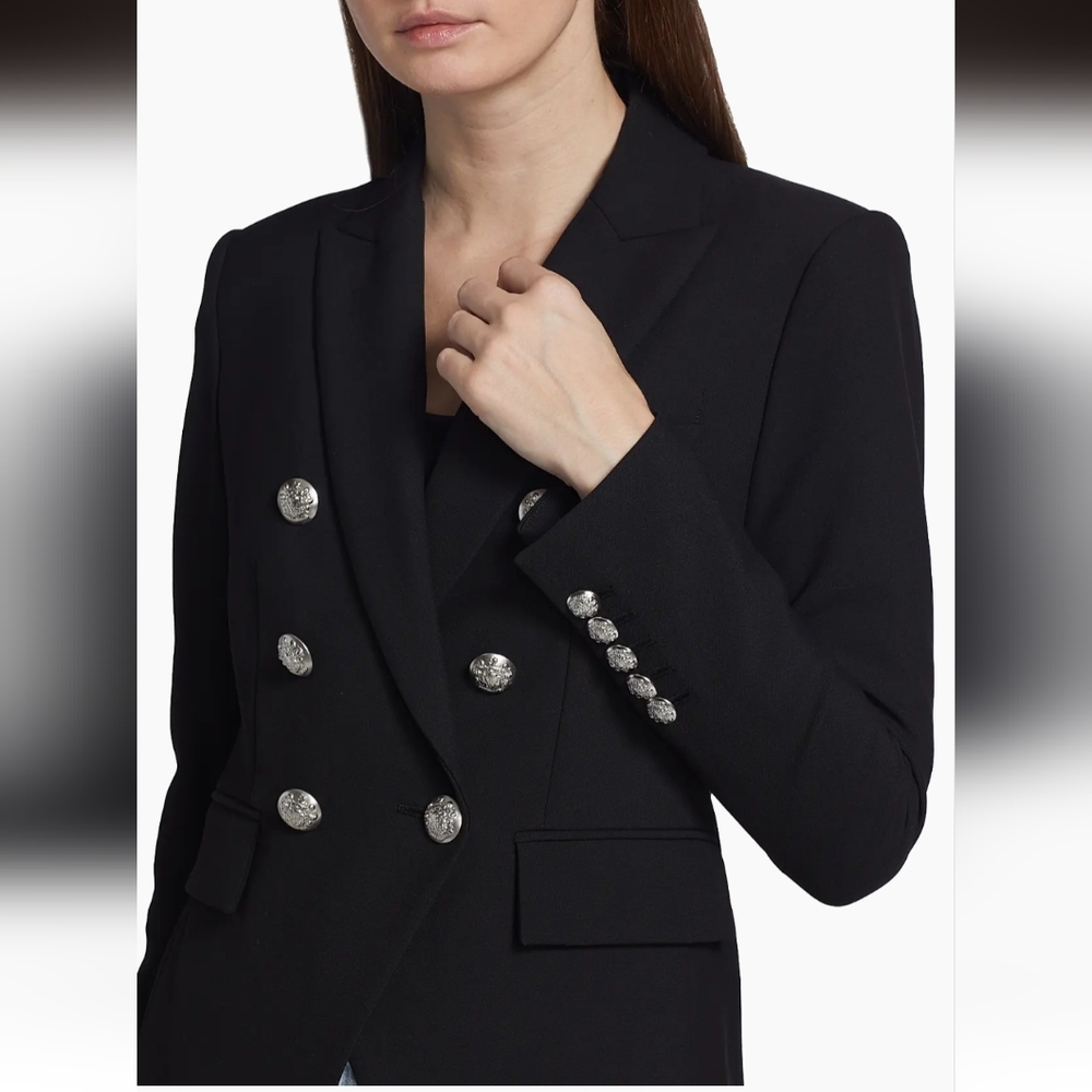 NWT Miller Dickey JacketBlack Flap-Pocket Double-Breasted Blazer Sz 2 - Picture 4 of 12
